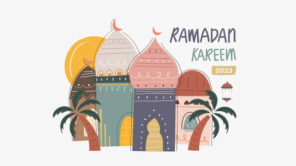 Ramadan Kareem Wektor Ilustracja Islamski Święto Kartka Życzeniami Plakat — Wektor stockowy