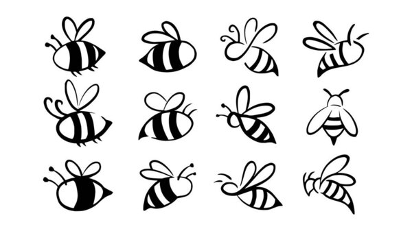 Рисунок логотипа пчелы с другой коллекцией стилей
