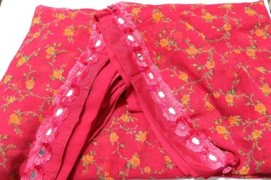 Geleneksel Kadın El Yapımı Sari Beyaz Arkaplanda İzole Edildi