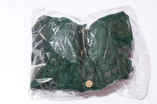 Blusa Confeccionada Algodón Puro Casual Color Verde Para Mujer Aislada — Foto de Stock