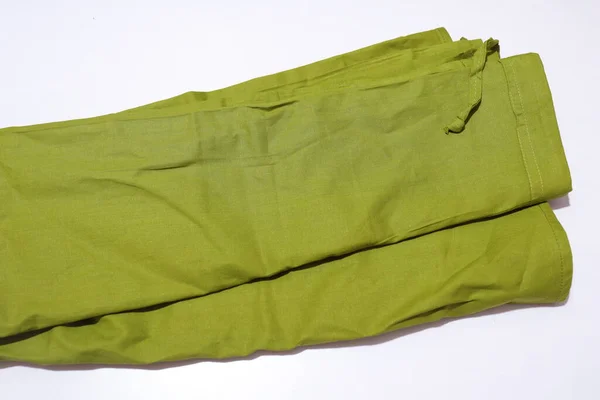 Grüner Handgemachter Saree Isoliert Auf Weißem Hintergrund — Stockfoto