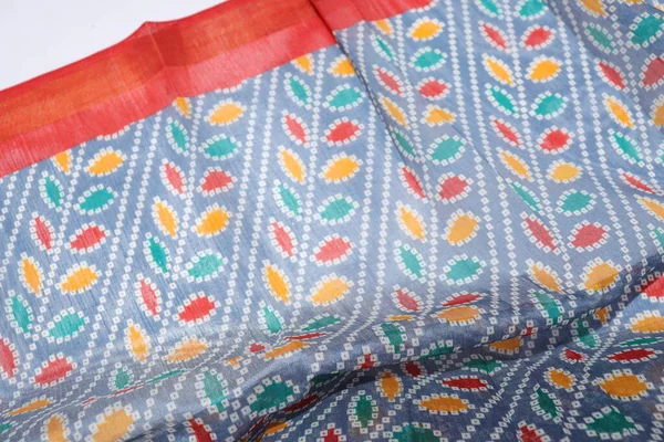 Women Traditional Handmade Work Saree Isolated White Background — Stock Photo, Image