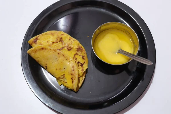 Hidangan Khusus India Bobbatlu Atau Bhakshalu Permen Agagu Untuk Festival — Stok Foto