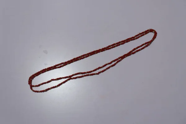 Chaîne Perles Couleur Rouge Traditionnelle Ethnique Pour Femmes — Photo