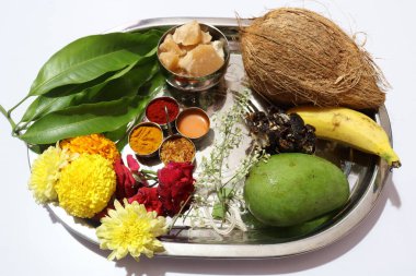 Ugadi Telugu Yeni Yıl ve hrula Pachadi.