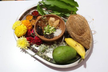 Ugadi Telugu Yeni Yıl ve hrula Pachadi.
