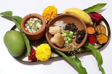 Ugadi Telugu Yeni Yıl ve hrula Pachadi.