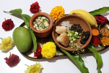 Ugadi Telugu Yeni Yıl ve hrula Pachadi.