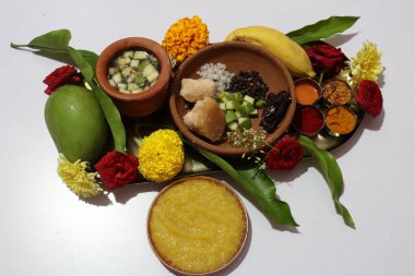 Ugadi Telugu Yeni Yıl ve hrula Pachadi.