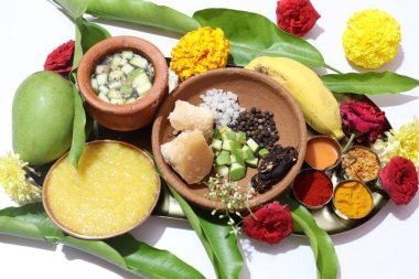 Ugadi Telugu Yeni Yıl ve hrula Pachadi.