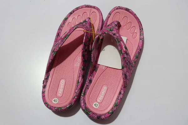 Female Pink Slippers Isolated White Background Hyderabad India — Stock Photo, Image