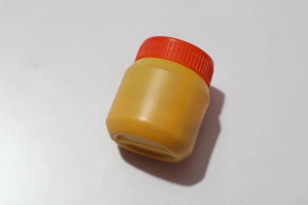 Vista Dall Alto Bottiglia Chiusa Colore Giallo — Foto Stock