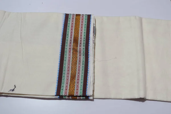 Colorido Tradicional Saree Aislado Sobre Fondo Blanco —  Fotos de Stock