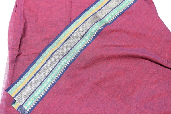 Female Pink Handmade Work Saree Isolated on White Background
