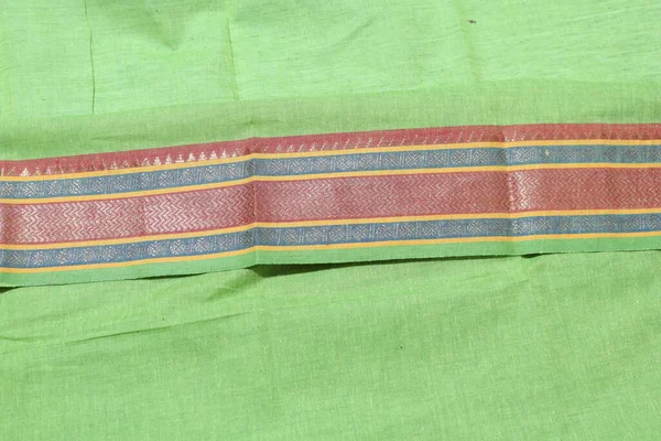 Green Handmade Saree Isolated White Background — Stock Photo, Image