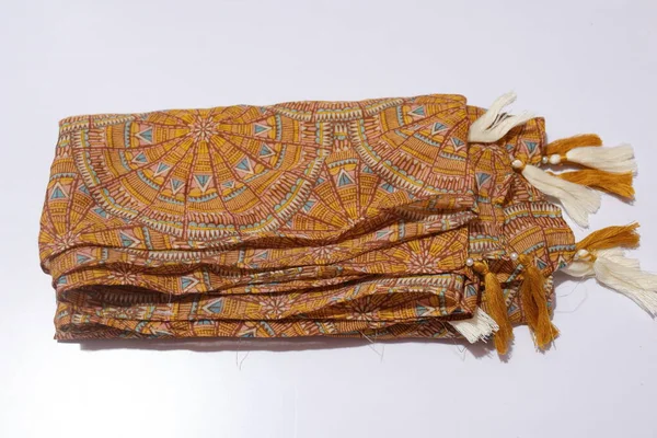 Traditional Handmade Work Saree Isolated White Background — Stock Photo, Image