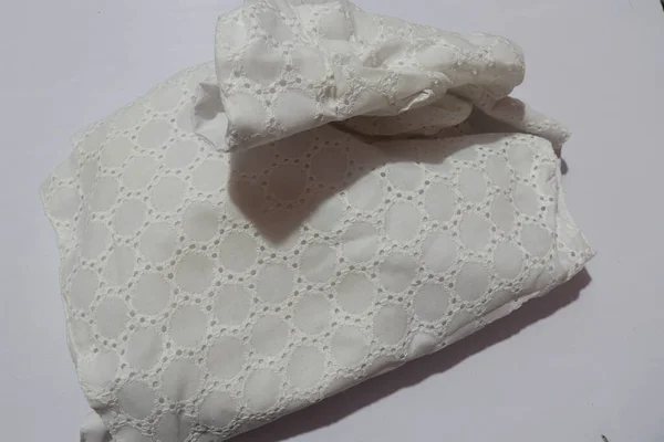 Kvinna Casual Pure Cotton Readymade Blouse Isolerad Vit Bakgrund — Stockfoto
