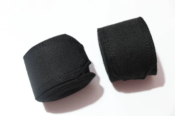 Bandages Boxe Noirs Sur Fond Blanc — Photo