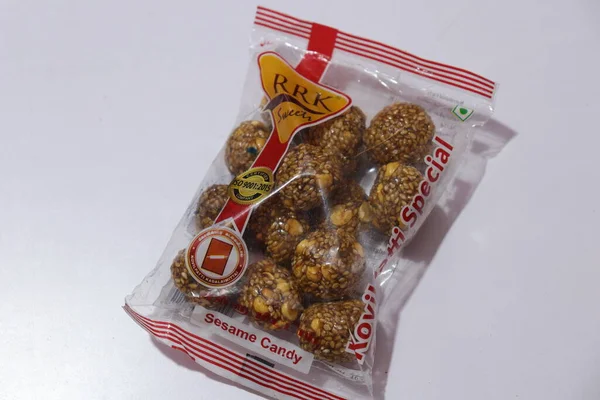 Indische Süße Erdnuss Ladoo Oder Mungfali Oder Erdnuss Laddo Oder — Stockfoto