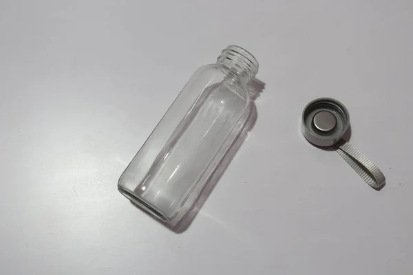 Empty Transparent Glass Jar Bottle Drinks Plastic Bottle — Stock Photo, Image