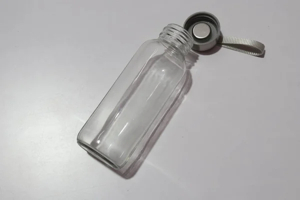 Lege Transparante Glazen Potfles Voor Drankjes Kunststof Fles — Stockfoto