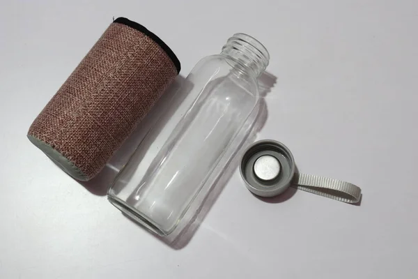 Κενό Γυάλινο Βάζο Γυάλινο Μπουκάλι Για Ποτά Πλαστική Φιάλη — Φωτογραφία Αρχείου