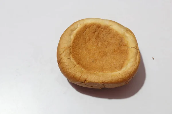 Top View Fresh Baked Wheat Bun Isolated White — Stock Photo, Image