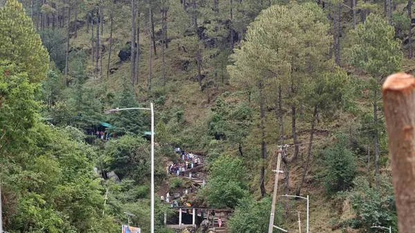 İnsanlar, Mandakini nehrinin kıyısındaki Lord Shiva 'ya adanmış 3584 metre yükseklikteki Kedarnath Tapınağı' nın ünlü hac bölgesine doğru yürüyorlar.