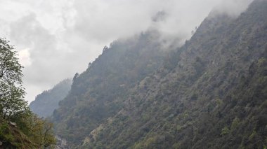 Himalaya dağlarının sisli güzel manzarası