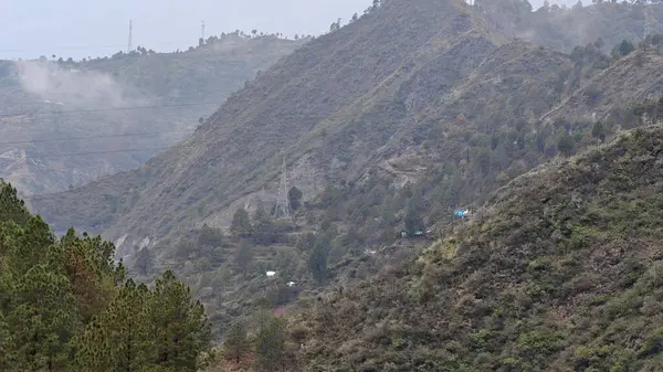 Himalaya dağlarının yeşil yamaçlarının güzel manzarası 