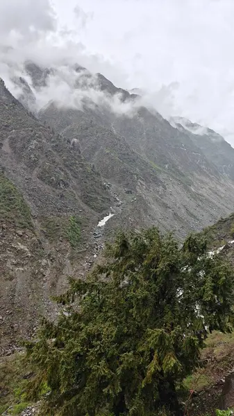 Himalaya dağlarının sisli güzel manzarası