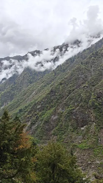 Himalaya dağlarının sisli güzel manzarası