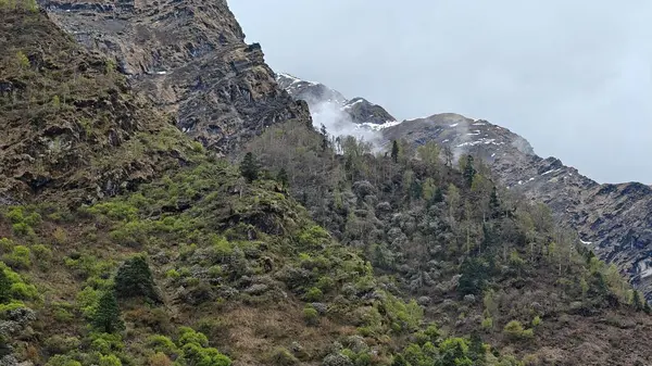 Himalaya dağlarının sisli güzel manzarası