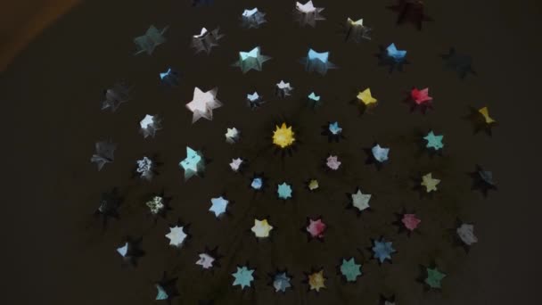 Kleurrijke Star Shapes Moskee Koepel Dak Interieur Close Hoge Kwaliteit — Stockvideo