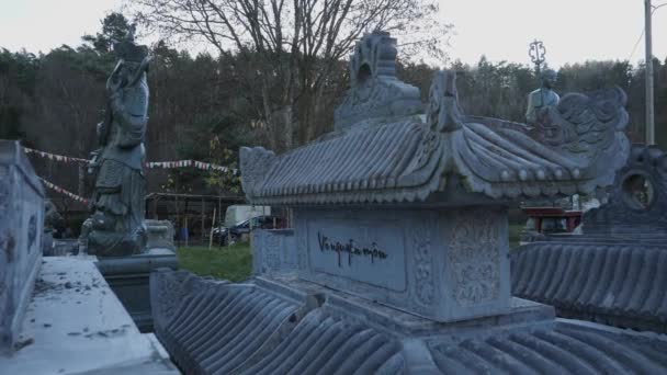 Вьетнамский Буддийский Храм Украшения Символы Долли Высококачественные Кадры — стоковое видео