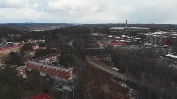 East Gothenburg Suburban Neighbourhood Winter Sweden Aerial High Quality Footage — Stok video