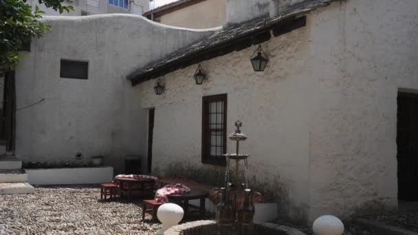 Exterior View Traditional Ottoman House Courtyard Establishing Shot High Quality — Video
