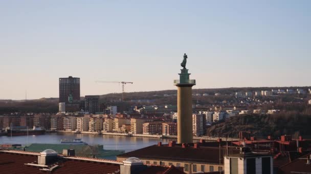 Kvinna Vid Havet Sjomanshustrun Statue Landmark Central Gothenburg Sweden High — ストック動画