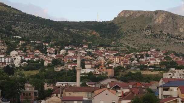 Panoramic View Hillside Residential Area Bosnia High Quality Footage — ストック動画