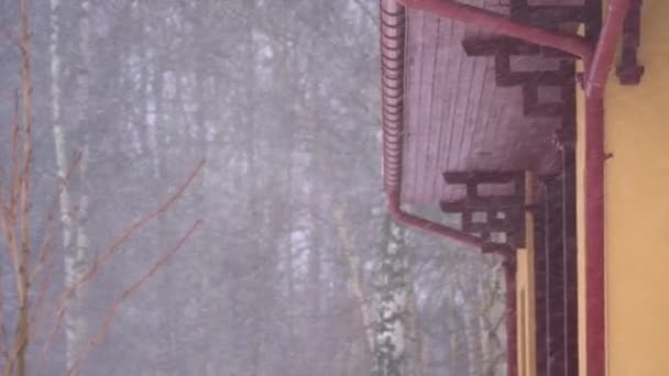 Heavy Snowing Buddhist Temple Winter Medium Shot High Quality Footage — Video