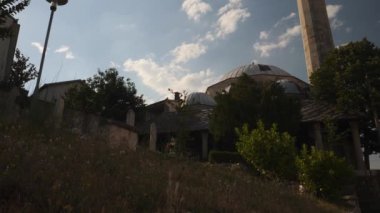 Rural Mosque and Blue Sky a Sunny Day, Low Angle View, Establishing Shot. High quality 4k footage