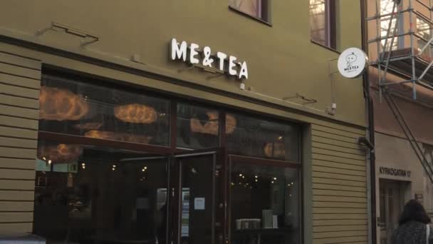 Gotemburgo Suecia Noviembre 2022 Tea Store Sign Entrance Imágenes Alta — Vídeos de Stock