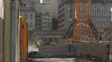 Lilla Bombacıları ve Nordstan, Göteborg, İsveç yakınlarındaki West Link İnşaat. Yüksek kalite 4k görüntü