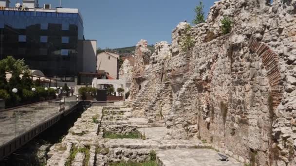 Исторические Руины Ташлихана Средневековый Рынок Старом Городе Сараево Босния Высококачественные — стоковое видео