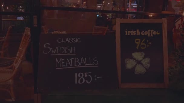 Stockholm Sweden December 2022 Board Advertising Traditional Swedish Food High — Stock Video