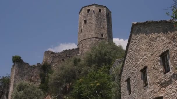 Pocitelj Citadel Castelo Bósnia Herzegovina Establishing Shot Imagens Alta Qualidade — Vídeo de Stock