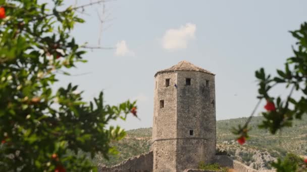 Główna Wieża Miasto Pocitelj Bośnia Hercegowina Wysokiej Jakości Materiał — Wideo stockowe