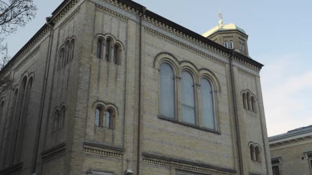 Edificio Sinagoga Gotemburgo Exterior Suecia Dolly Imágenes Alta Calidad — Vídeos de Stock