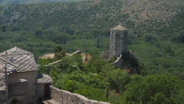 Ενισχυμένος Πύργος Στην Περιτειχισμένη Πόλη Ποτσιτέλι Καπλίνα Βοσνία Και Ερζεγοβίνη — Αρχείο Βίντεο