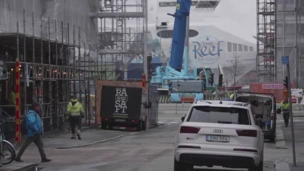 Gothenburg Sweden Жовтня 2022 Side Street Denmark Ferry Backgrund Кадри — стокове відео